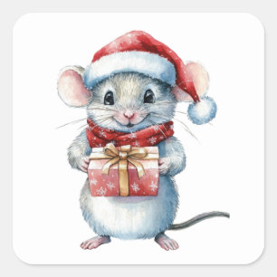 Schattigee kerstmuis Stickers