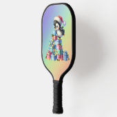 Schattigee kerstpinguïn met geschenken en lichten  pickleball paddle (Links)