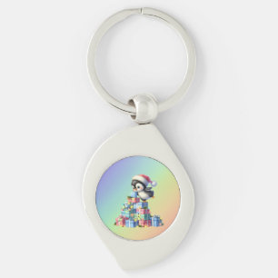 Schattigee kerstpinguïn met geschenken en lichten sleutelhanger