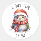 Schattigee Kerstpinguïn Vakantie Cadeau Label (Voorkant)