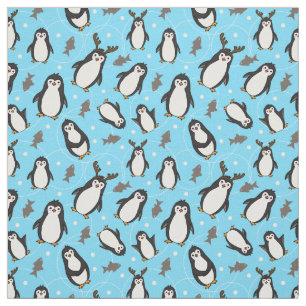 Schattigee Kerstpinguïns Bord Blauw Patroon Stof