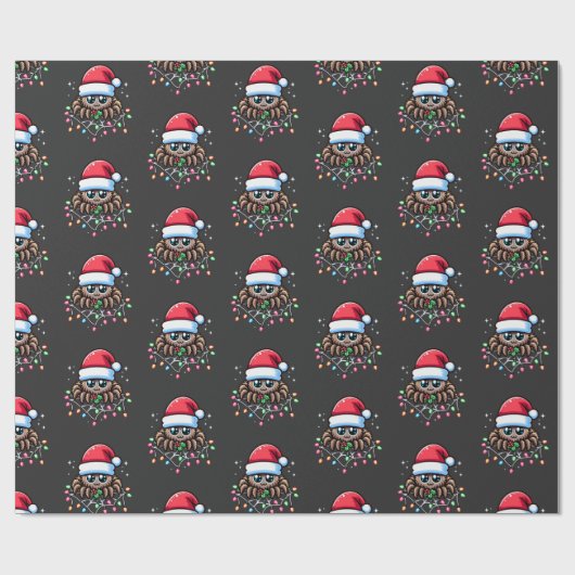 Schattigee kerstspin in Santa Hat Cadeaupapier (Vlak)