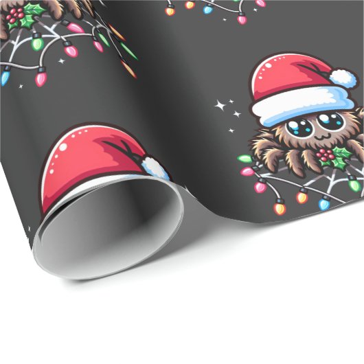 Schattigee kerstspin in Santa Hat Cadeaupapier (Rol Hoek)