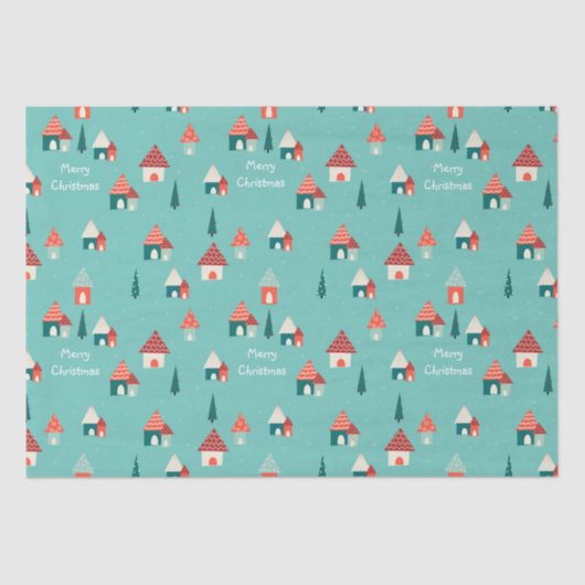 Schattigee kerststad tissuepapier (Voorkant)