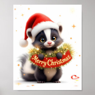 Schattigee Kerststinkdier Digitaal Poster