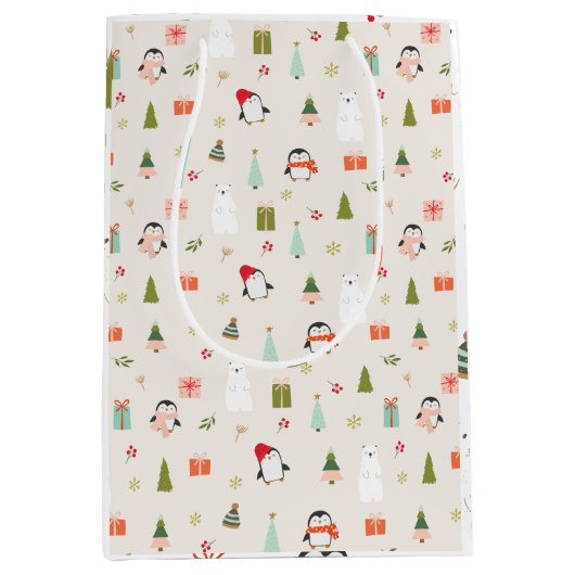 Schattigee kerstsymbolen medium cadeauzakje (Voorkant)