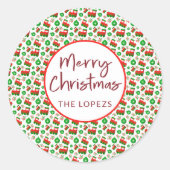 Schattigee kersttractor, bessen, Ornament Ronde Sticker (Voorkant)