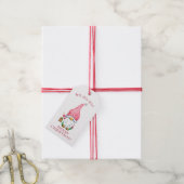 Schattigee kerstvakantie gnoom gepersonaliseerd cadeaulabel (Met Touw)