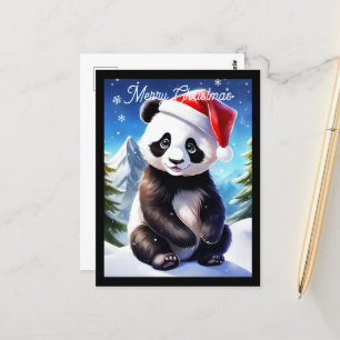 Schattigee kerstvakantie Santa Panda Briefkaart