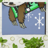 SCHATTIGEE KERSTVAKANTIE SANTA SLOTH VERTICAAL THEEDOEK (Gevouwen)