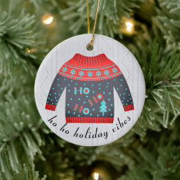 Schattigee kerstvakantie vibes trui familienaam keramisch ornament