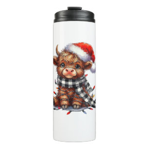 Schattigee kerstverlichting Highland Koe Funny Chr Thermosbeker