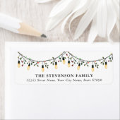 Schattigee kerstverlichting retour adreslabels etiket (Insitu)