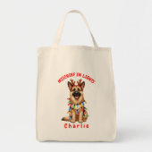 Schattigee kerstverlichting Waterverf Duitse herde Tote Bag (Voorkant)