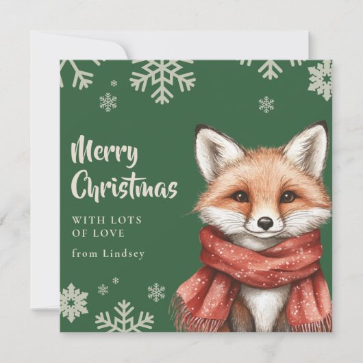 Schattigee kerstvos met sjaal feestdagenkaart (Voorkant)