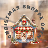 SCHATTIGEE KERSTWINKEL OPEN Venster Cling Raamsticker (Vel 2)