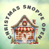 SCHATTIGEE KERSTWINKEL OPEN Venster Cling Raamsticker (Vel 3)