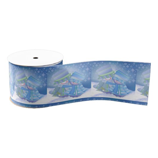 Schattigee Kerstwinter Blues Grosgrain Lint (Spoel)