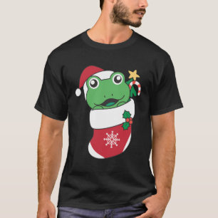 Schattigee kikker in kerstsok voor kerstkikker t-shirt