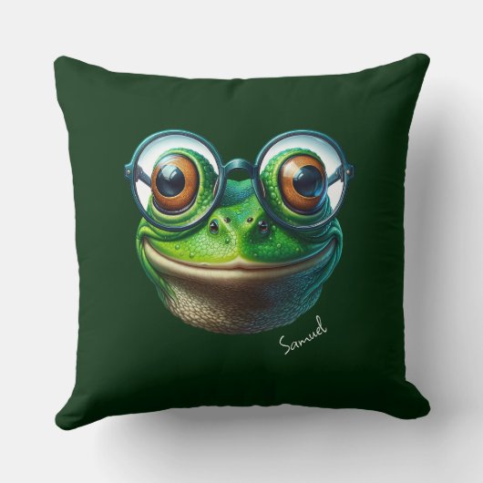 Schattigee kikker met een oversized bril kussen (Achterkant)