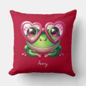 Schattigee kikker met een oversized hartbril kussen (Voorkant)