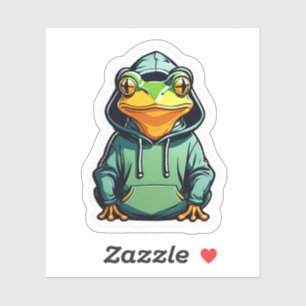 Schattigee kikker met hoodie sticker
