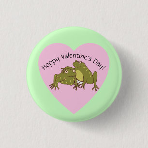 Schattigee kikkers in liefde Grappige Hoppy Valent Ronde Button 3,2 Cm