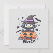 Schattigee Kind heks zittend op een pompoen - "Wit (Voorkant)