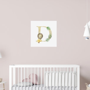 Schattigee Kinder Animal Lion Monogram D Nursery Poster