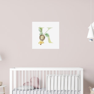 Schattigee Kinder Animal LION Monogram K Nursery Poster