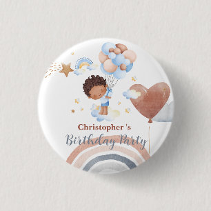 Schattigee kinder ballon Afro-Amerikaanse jongens Ronde Button 3,2 Cm