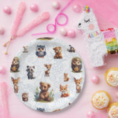Schattigee Kinder bosdieren Patroon Papieren Bordje (Feest)