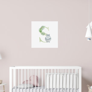 Schattigee Kinder dierenkwekerij HIPPO Monogram S Poster