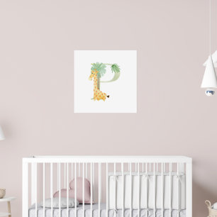 Schattigee Kinder dierlijke Giraffe Monogram P Kwe Poster