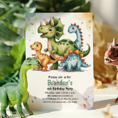 Schattigee Kinder dinosaurus 4e verjaardagsfeest Kaart