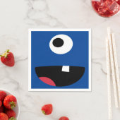 Schattigee Kinder Gekke Monster Face Monsters Part Servetten (Insitu)