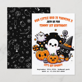 Schattigee Kinder Halloween 1e Verjaardagsuitnodig Kaart