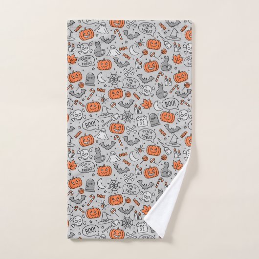 Schattigee Kinder Halloween Doodle Pattern Bad Handdoek (Handdoek)