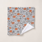 Schattigee Kinder Halloween Doodle Pattern Bad Handdoek (Wasdoekje)