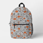 Schattigee Kinder Halloween Doodle Pattern Bedrukte Rugzak (Voorkant)