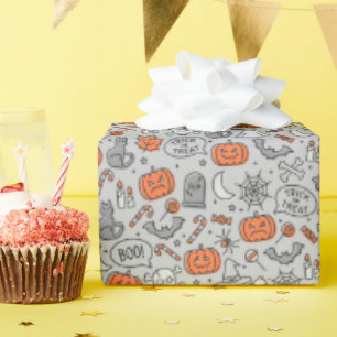 Schattigee Kinder Halloween Doodle Pattern Cadeaupapier
