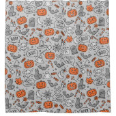 Schattigee Kinder Halloween Doodle Pattern Douchegordijn (Voorkant)