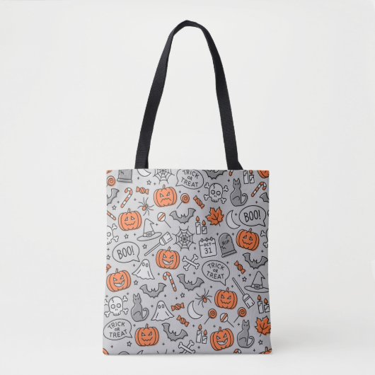 Schattigee Kinder Halloween Doodle Pattern Draagtas (Voorkant)