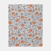 Schattigee Kinder Halloween Doodle Pattern Fleece Deken (Voorkant)