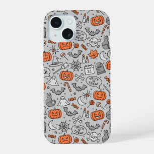 Schattigee Kinder Halloween Doodle Pattern iPhone 15 Hoesje