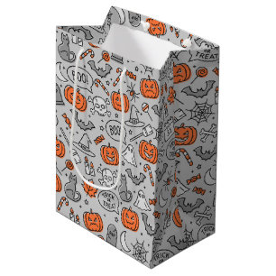 Schattigee Kinder Halloween Doodle Pattern Medium Cadeauzakje