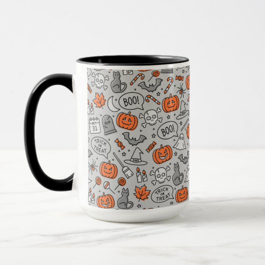 Schattigee Kinder Halloween Doodle Pattern Mok (Links)