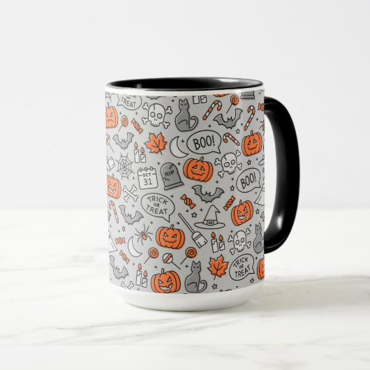 Schattigee Kinder Halloween Doodle Pattern Mok (Voorkant rechts)