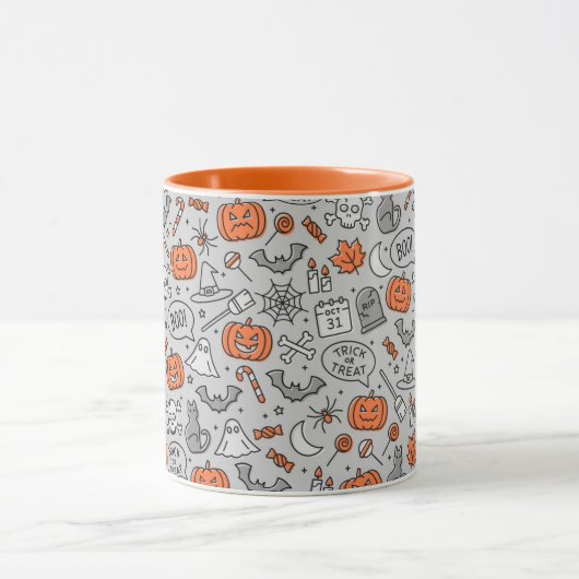 Schattigee Kinder Halloween Doodle Pattern Mok (Midden)