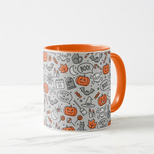 Schattigee Kinder Halloween Doodle Pattern Mok (Voorkant rechts)